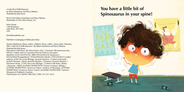 Page of A Little Bit of Dinosaur series, Book 2,  by Darcy Pattison and Elleen Hutcheson, dinosaur book for ages 6-8 year olds. STEM for kids books with humor.