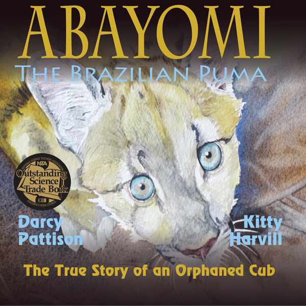 Abayomi, the Brazilian Puma, Another Extraordinary Animal, nonfiction STEM picture book, ages 7-12. An orphaned puma cub sruvives.
