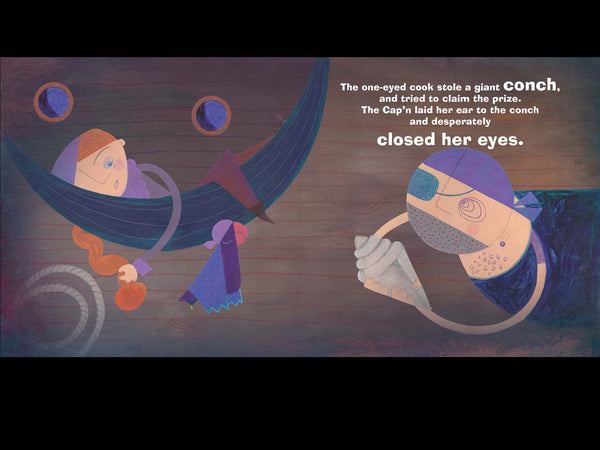 Rowdy, picture book bedtime story by Darcy Pattison, ages 4-8. A pirate captain longs for her father's lullaby.