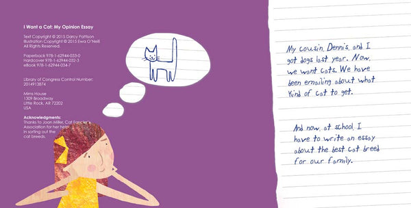 I Want a Cat, Read and Write series, language arts,writing opnion, narrative, informative. essays, by Darcy Pattison, ages 5-12