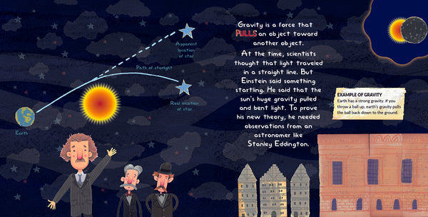 Eclipse, Moments in Science series, nonfiction STEM picture books for ages 7-12, by Darcy Pattison. Einsteins theory proven by eclipse observation