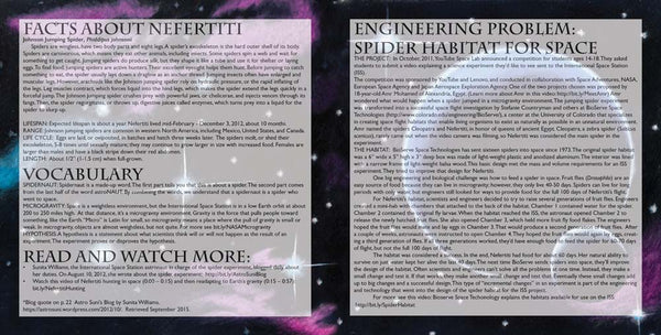 Nefertiti, Another Extraordinary Animal, nonfiction STEM picture books by Darcy Pattison, ages 7-12. Spider in space.