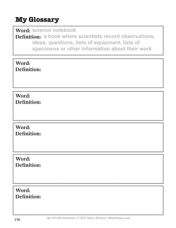 My STEAM Notebook, STEM writing book for kids by Darcy Pattison